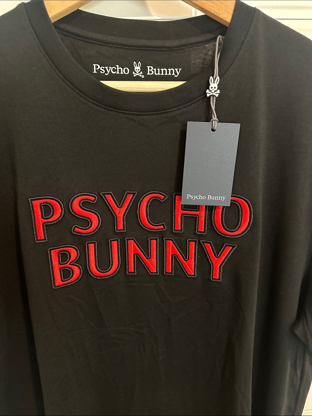Psycho Bunny Black Short Sleeve Tee with Red Logo